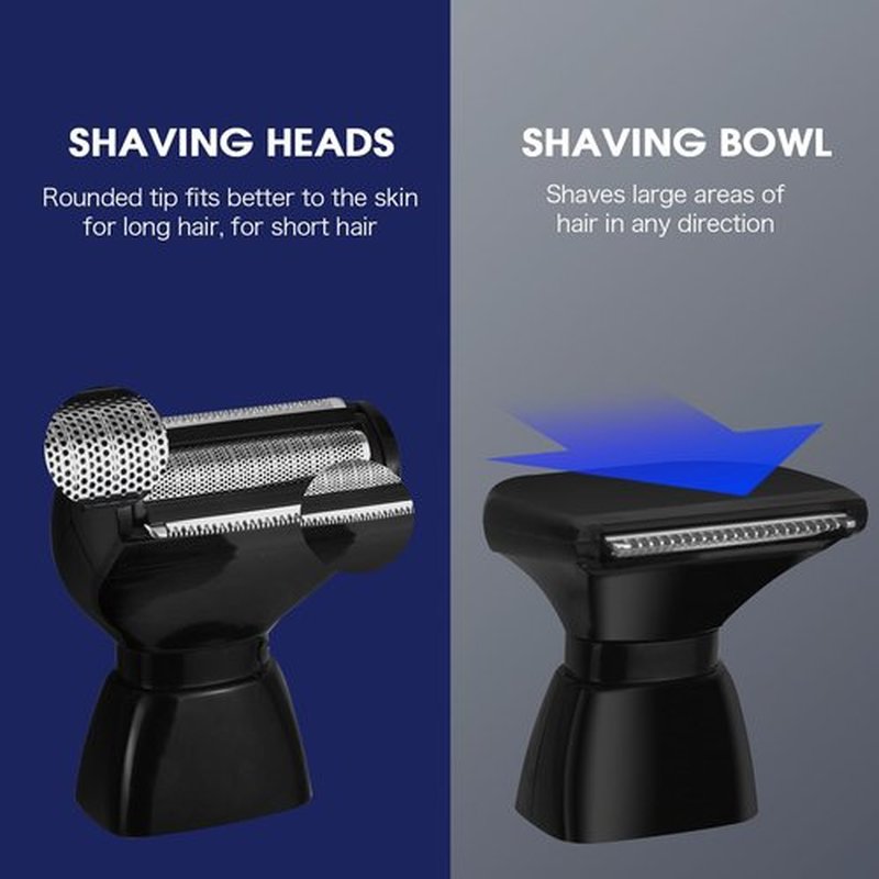 ETbyto Back Shavers for Men Long Handle，Multifunctional Self-Service Electric Back Hair Razor with Adjustable Handle，Men's Back Shaver wiht Nose Hair Trimmer Set and 2 Shock Absorber Flex Heads，Black