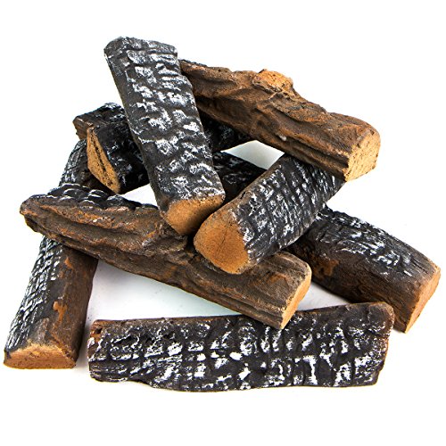 Barton Realistic Style 10-Piece Ceramic Gas Fireplace Log Set - Indoor & Outdoor Vented Fireplaces