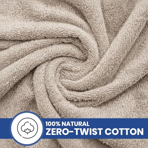 Linteum Textile Supply Luxury 20x40 Inch Taupe Hair Towels Pack of 6 - Ultra-Soft Cotton, Quick Dry, Salon-Quality