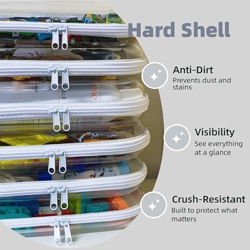 6-Pack Large Clear Hard Shell Zipper Pouches, Clear Zipper Bags, Hard Case Pouches for Purse & Diaper Bag Organizer,and Travel Essentials£¨6L£©