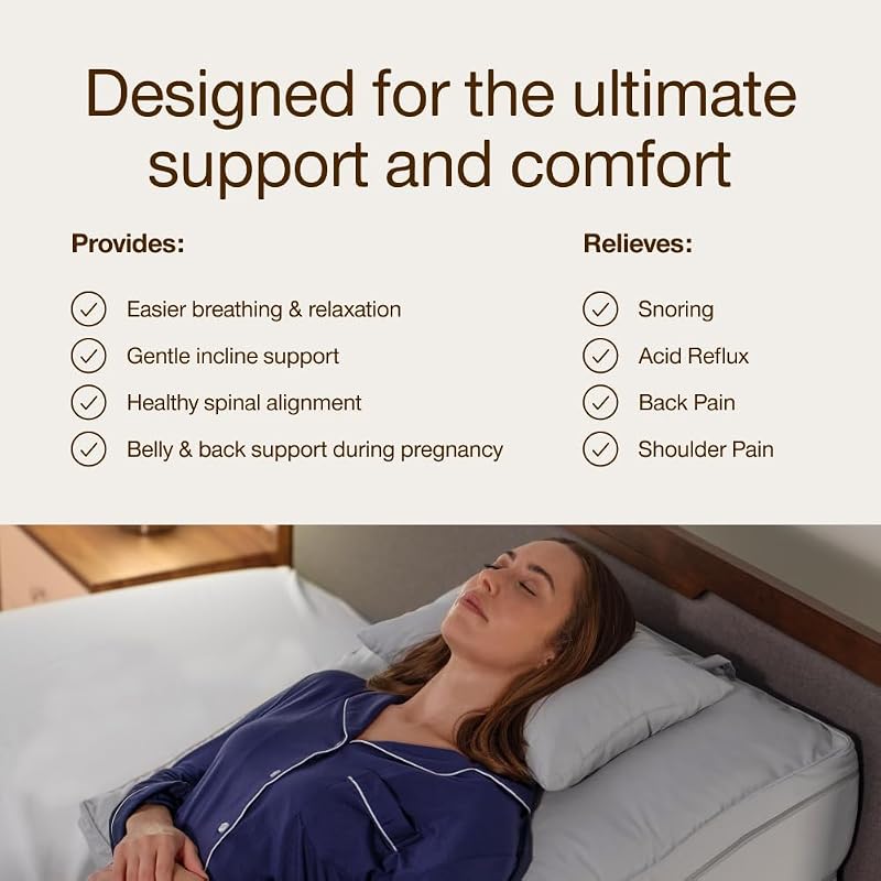 Adjustable Wedge Pillow for Sleep Support – Memory Foam 3 Inserts, Reflux & Recovery