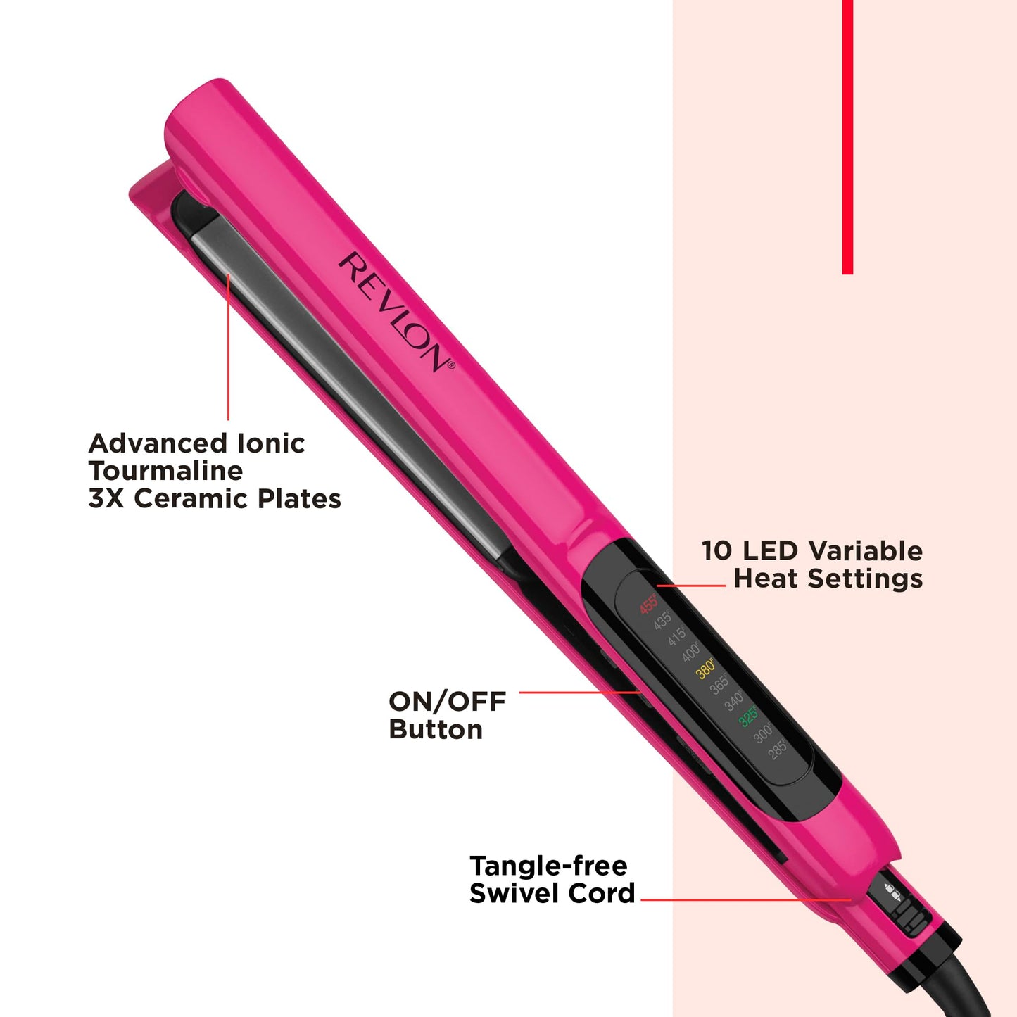 REVLON Ceramic Coated 1 Inch Flat Iron - Hair Straightener Helps Fight Frizz & Enhances Shine for Sleek Styles or Loose Waves, Travel Ready Flat Iron