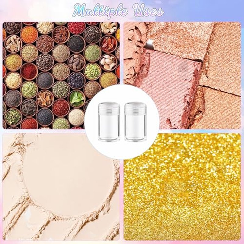 20 Pcs 10g Loose Powder Jar Plastic Refillable Face Powder Case Transparent Travel Cosmetic Container with Sifter - Clear Lid
