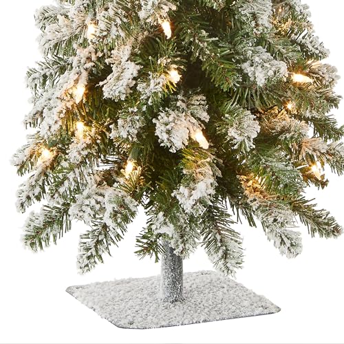 3ft Pre-Lit Flocked Downward Christmas Tree - Artificial Snowy Holiday Tree