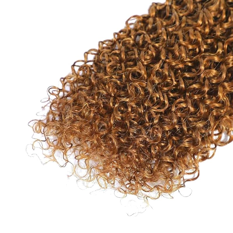 Light Brown Human Hair Bundles - Curly Brazilian Virgin Hair Pack 10 12 14 Inch