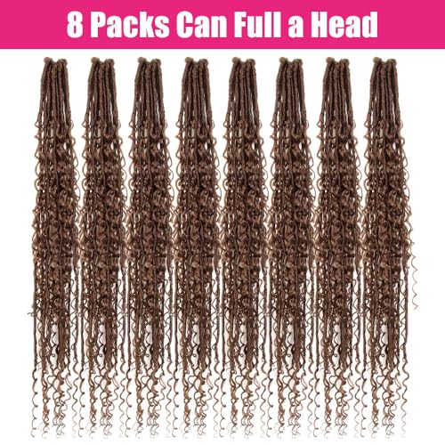 Niseyo 30-Inch Faux Locs Curly Ends Goddess Locs Crochet Hair 30# 8-Pack