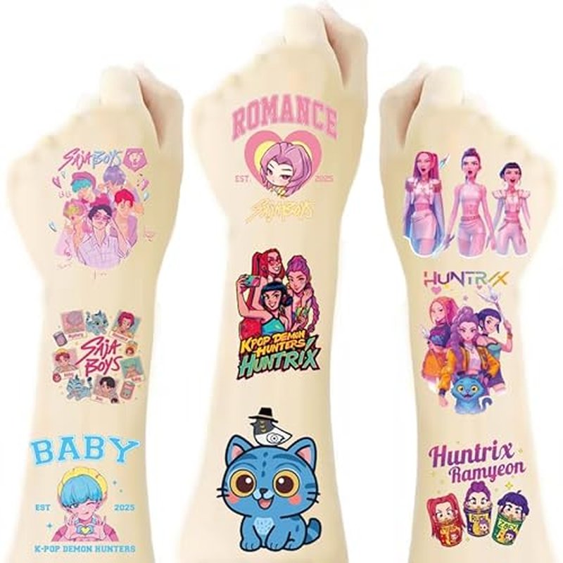 40Pcs Korean Idol Demon Hunters Temporary Tattoos for kids,Goodie Bag Stuffers Party Supplies Birthday Decoration Gifts for Girl Boys Home Activity Class Prizes Carnival Christmas Rewards