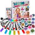 Kids Temporary Tattoo Kit with Glitter, Stencils & Body Markers - FunKidz
