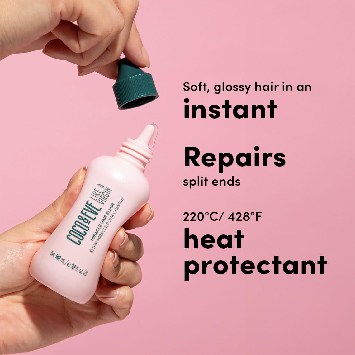 Coco & Eve Miracle Hair Elixir. Coconut Oil with Hyaluronic Acid Leave in Conditioner.Treatment for Dry Damaged Hair | Frizz control. Protects from Heat Styling