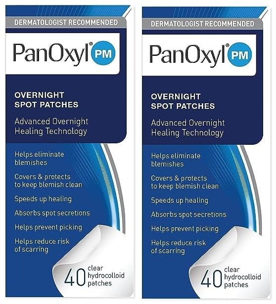 Hydrocolloid Acne Spot Patches - Fragrance-Free Overnight Healing (40 Count, Pack of 2)