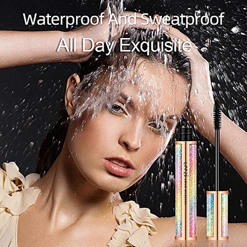 4D Silk Fiber Eyelash Mascara Waterproof - Thick Long Lasting Smudge-Proof Natural 4D Fiber Mascara, Curling Lashes Lengthening, All Day Exquisitely, Extra Long (Pack of 2)