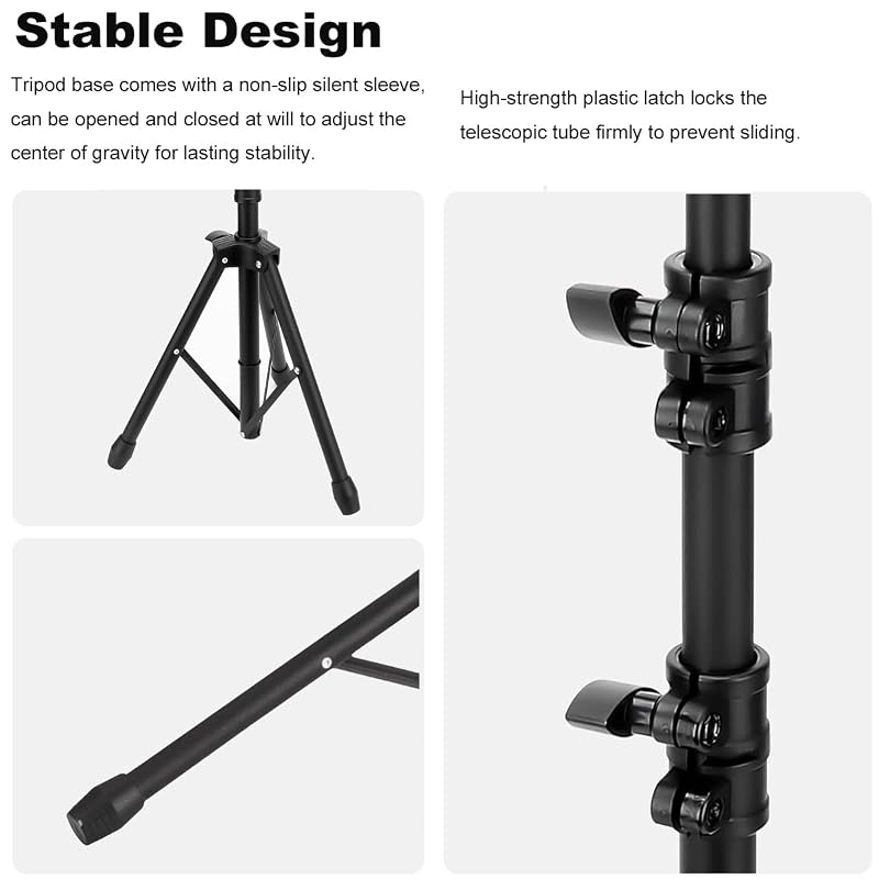 NATUMER Tattoo Armrest Stand with Tray & Tripod Base - Adjustable Height, 360° Tilt & Rolling Tray (Black)