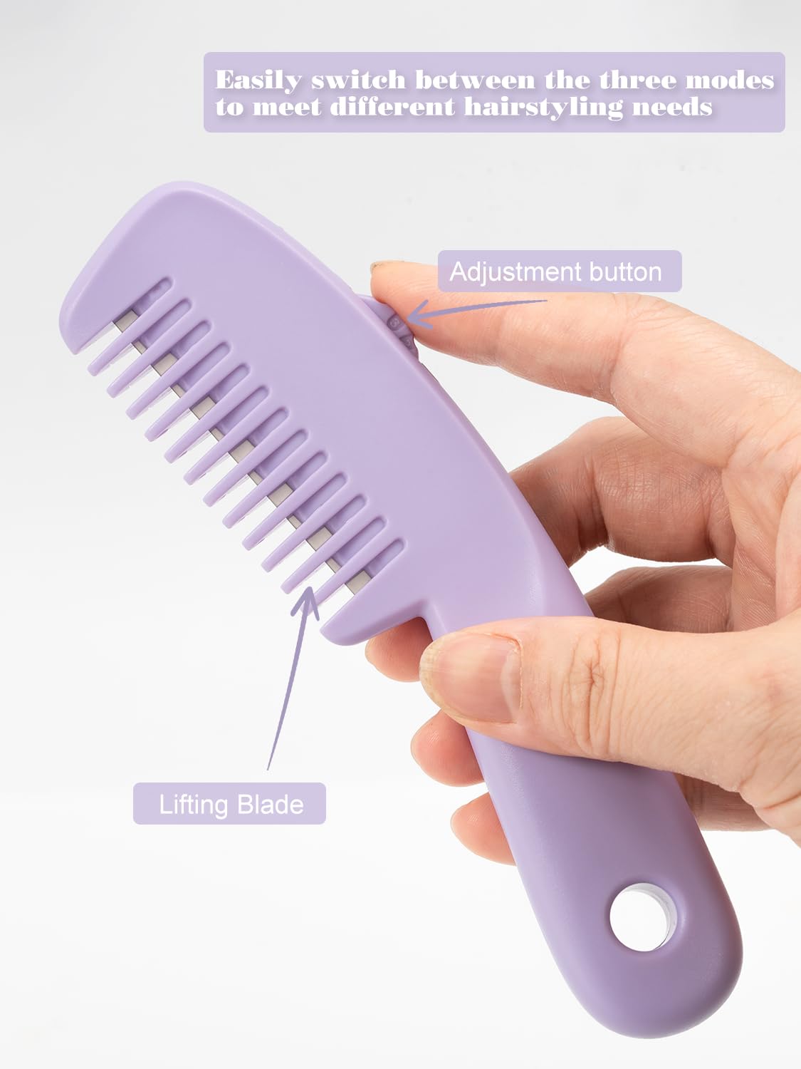 Razor Combs for Hair Cutting Women, 2 Pack Hairs Thinning Comb with 10 Pieces Blades, Split End Trimmer for Thick Hair (Purple and Pink)
