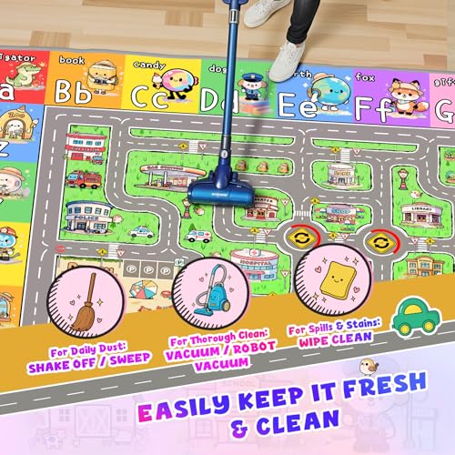 Kids Car Road Rug for Playroom & Classroom - Town Road 5x7 ft Variation