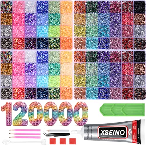 120,000Pcs Resin Rhinestones Bedazzling Kit 48 Colors with Tools & Glue - Variation of THIS listing