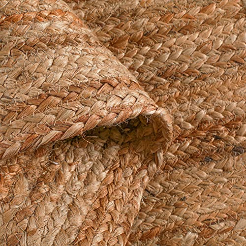 Hausattire 6' Round Natural Jute Braided Area Rug - Durable & Reversible