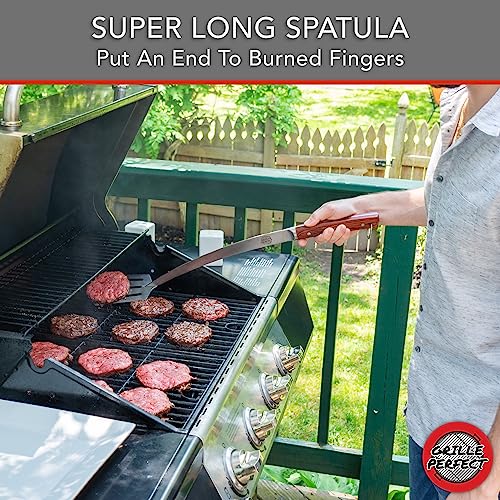 24-Inch Heavy Duty Stainless Steel Grill Spatula & Tongs Set for Outdoor Cooking