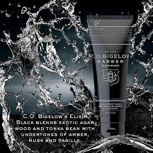 C.O. Bigelow Elixir Black Hair & Body Wash 8 Fl Oz Pack of 2 - Men’s 2-in-1 Shower Gel