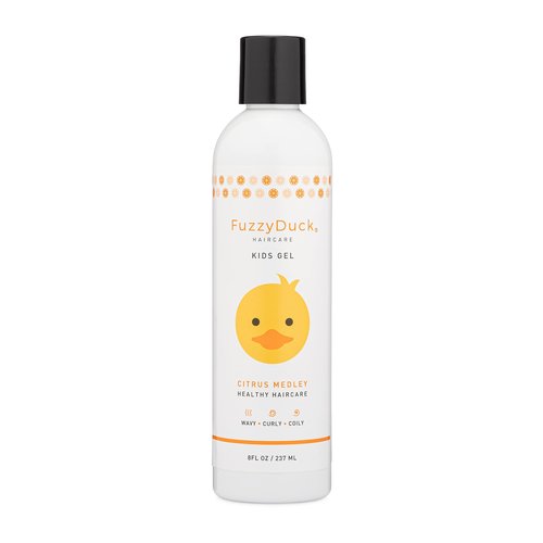 FuzzyDuck Kids Hair Gel – Curl Defining Gel for Girls & Boys with Frizz Control & Light Hold, Water-Soluble Formula Made with Aloe, Sea Botanicals & Honey for All Hair Types (Citrus Medley, 8oz)