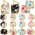 Gold Edge Compact Mirror Set - 16 Pcs Floral Purse Mirrors with Different Shapes