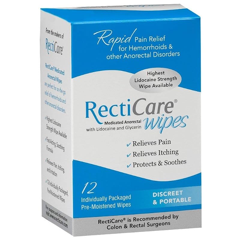 Medicated Anorectal Wipes 5% Lidocaine - 12 Pack