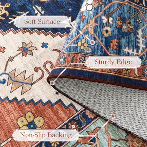 8x10 Rust Washable Boho Southwestern Area Rug - Large Vintage Oriental Design