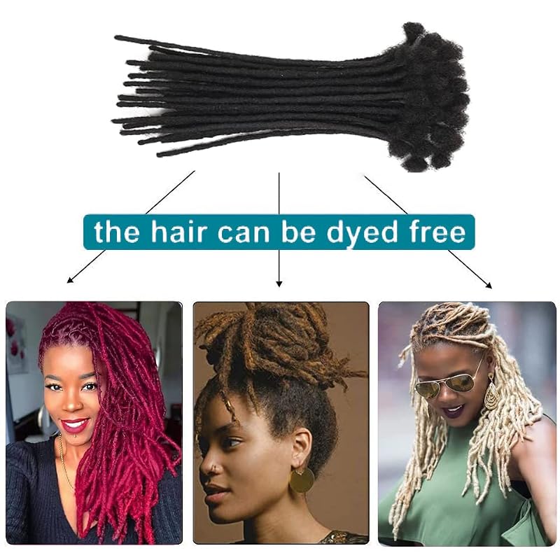 PHYSKA 18inch 10 Strands Human Hair Dreadlock Extensions Full Head Durable & Dyeable
