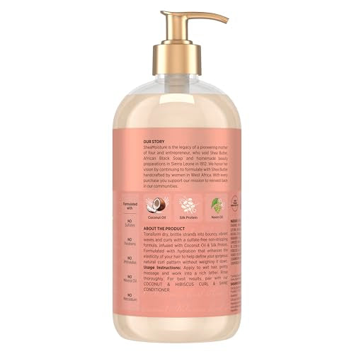 SheaMoisture Coconut Hibiscus Curl & Shine Shampoo 24oz Pack of 2 - Hydrating & Curl Defining