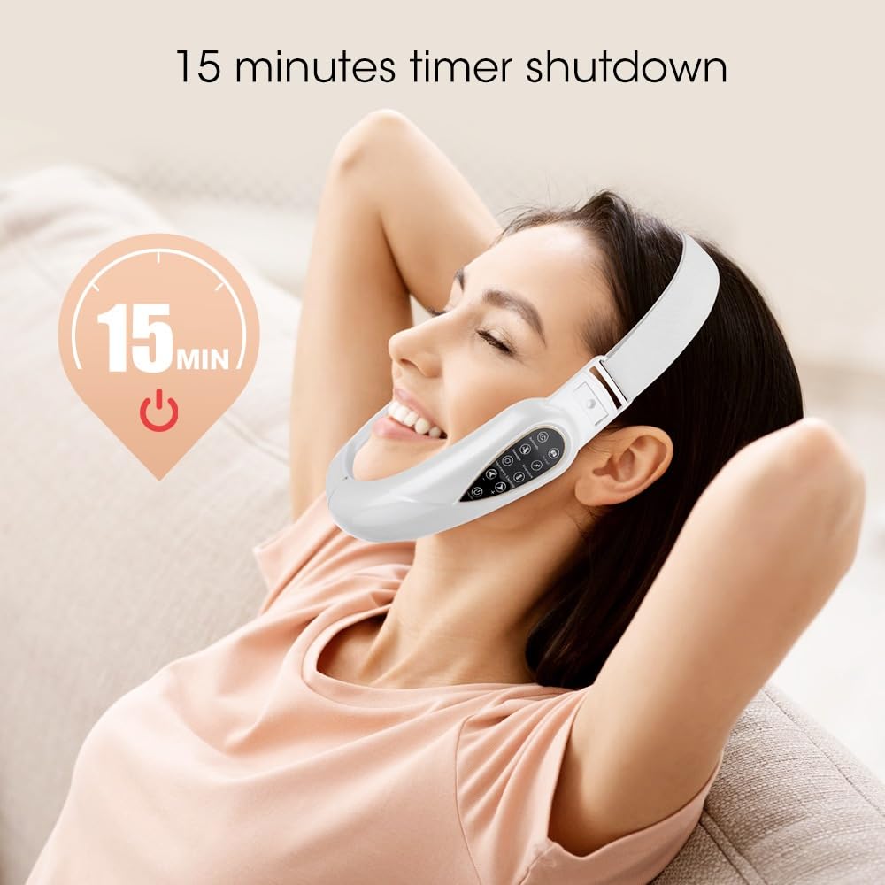 Contourflex 4-in-1 Massager for Face, Facial Sculpting Device for Double Chin,5 Modes & 15 Intensities, Tightens Jawline(White)