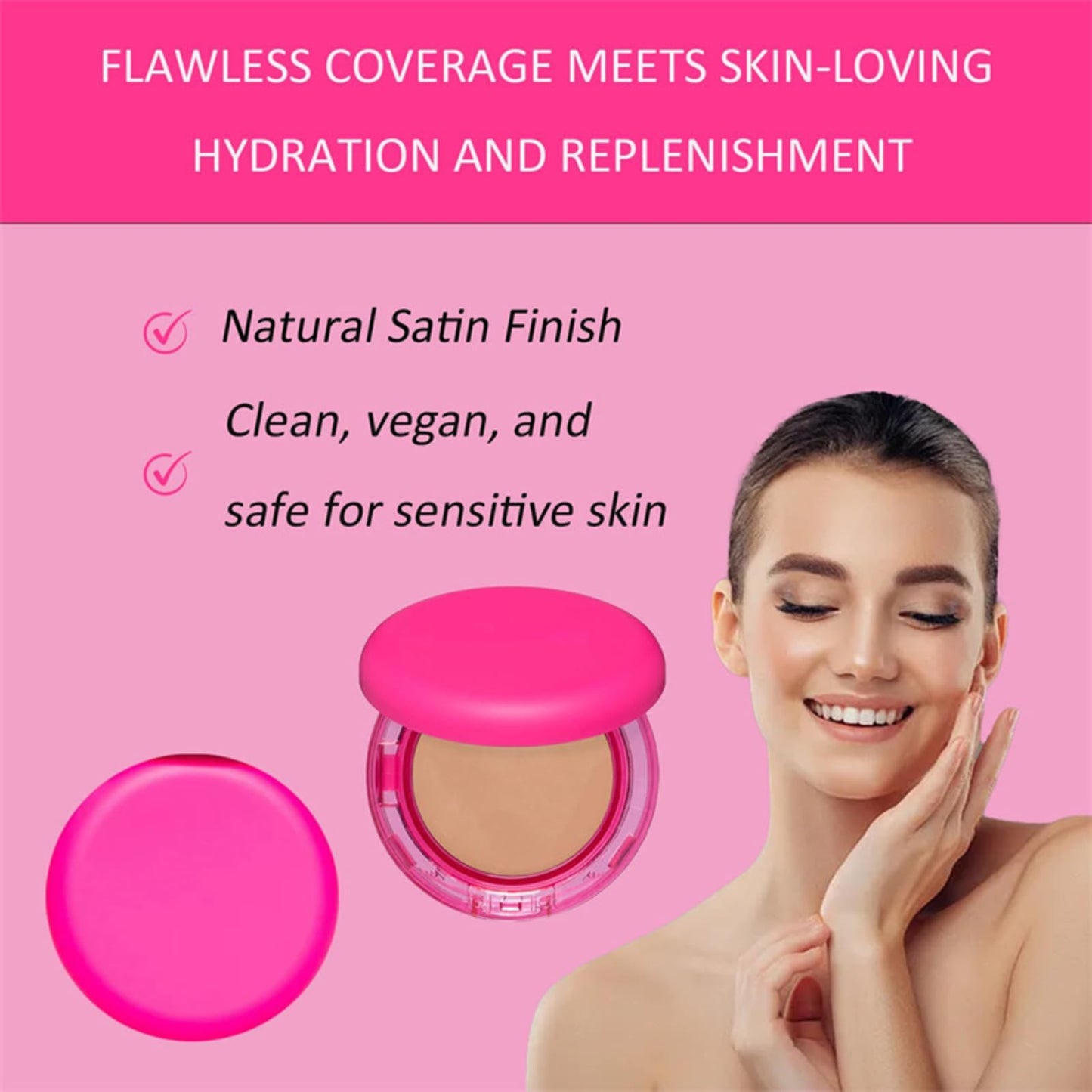 Cherishty Foundation with Brush, Peptide Bounce Balm Foundation, Natural, Medium Buildable Coverage, Hydrating Age-Defying Makeup, All Skin Types (Deep)