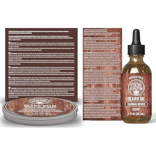 Viking Revolution Ultimate Grooming Kit for Men - Boar Brush, Wood Comb, Sandalwood Balm & Oil, Scissors for Beard & Mustache (Pack of 2)