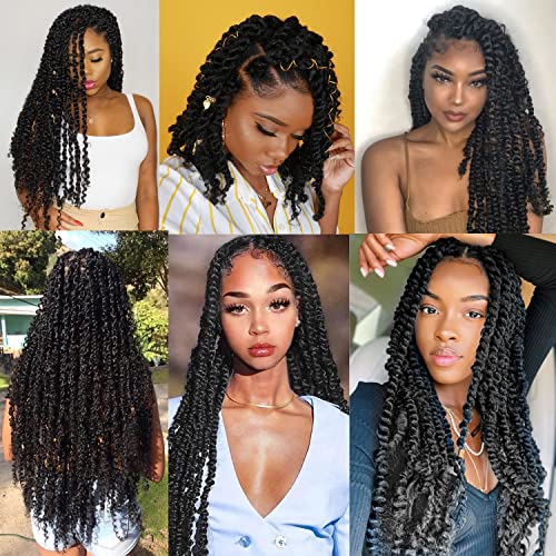 Ubeleco Passion Twist Hair 24 Inch Water Wave Crochet Hair - 7 Packs, 154 Strands, 1B
