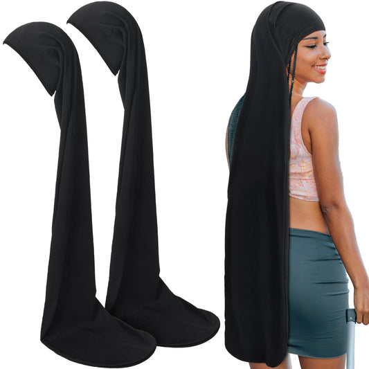 Twistover 2 Pcs Jumbo Dreadlock Cap Hair Dreads Head Wrap Loc Wraps for Dreads Hair Accessories for Men Women Sleeping(Black,Black,45 Inches)