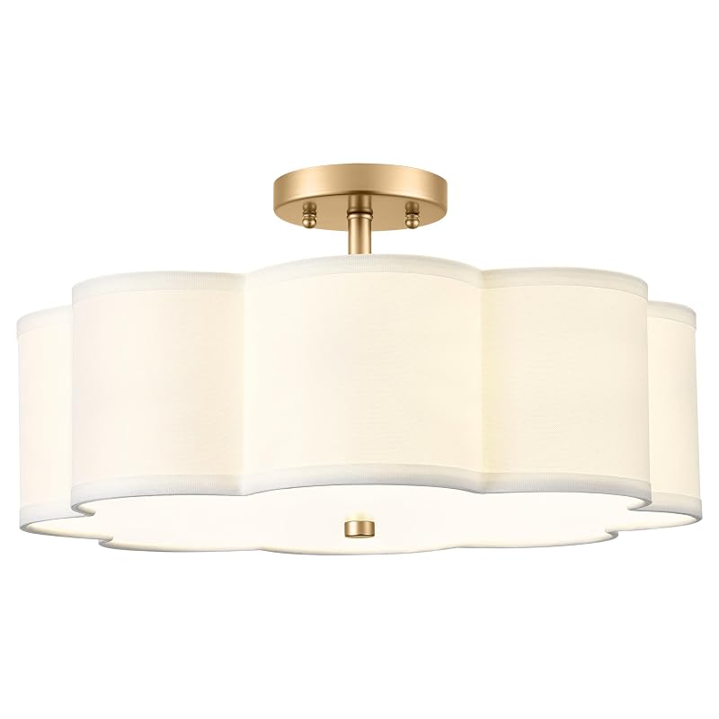 18" Gold Flower Shade Semi-Flush Mount Ceiling Light - 4x E26 Sockets
