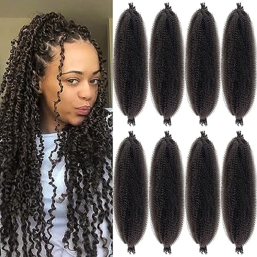 16 Inch Brown Spring Twist Hair - Pre-Fluffed Afro & Marley Twist Extensions - 8 Packs