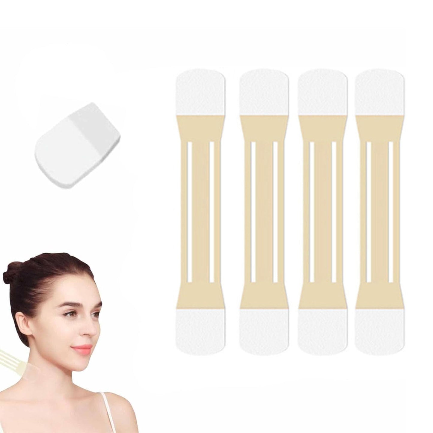 Face Neck Lifting Tape Invisible, Celestica Neck Tape, Patch Tightening Tapes for Necks Face Jaw, With 4 Elastic Bands and 20 Replacement Patch (Skin 1Set)