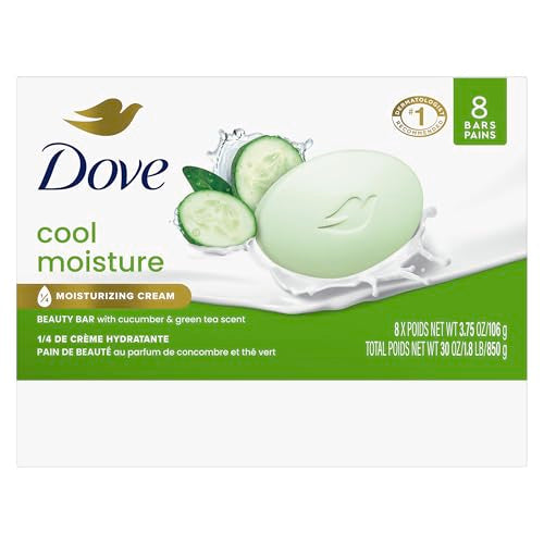Dove Cool Moisture Beauty Bar Soap 3.75 oz Pack of 16 – Cucumber & Green Tea Scent