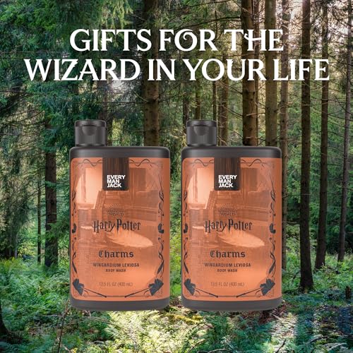 Every Man Jack Harry Potter Collectors Body Wash - Hogwarts Inspired Scents & Clean Ingredients - Charms - Wingardium Leviosa Scent - 13.5 oz (Pack of 2)