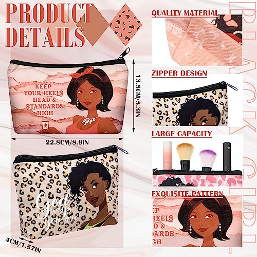 Talltalk 24 Pcs African American Black Makeup Bags for Women Toiletry Canvas Zipper Makeup Bags Black History Month Women Gifts Cosmetic Pouch Reusable Multipurpose Organizer