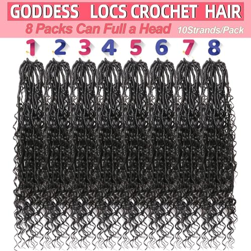 18 Inch Goddess Locs Crochet Hair 8 Packs - Soft Boho Faux Locs for Black Women 1B# Variation of THIS listing