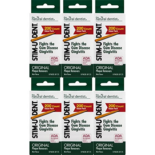 Plaque Removers Wooden Interdental Picks Mint Flavored 200 Count Box - Pack of 6