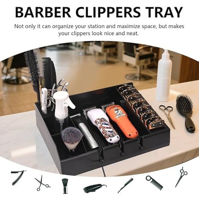 Barber Clippers Tray Station Hair Trimmer Holder Multifunctional Razors Case Stylist Hairdressing Combs Clips Scissors Holder(12.87" X 8.9")