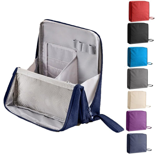 Standing Makeup Bag, 2025 New Multi-Purpose Large Capacity Oxford Cloth Standing Makeup Bag,Portable Toiletry Bag and Stationery Storage Organizer with Compartments (Navy)