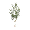 MCTYBB 6ft Olive Trees Artificial Indoor with White Planter - Triple-Trunk