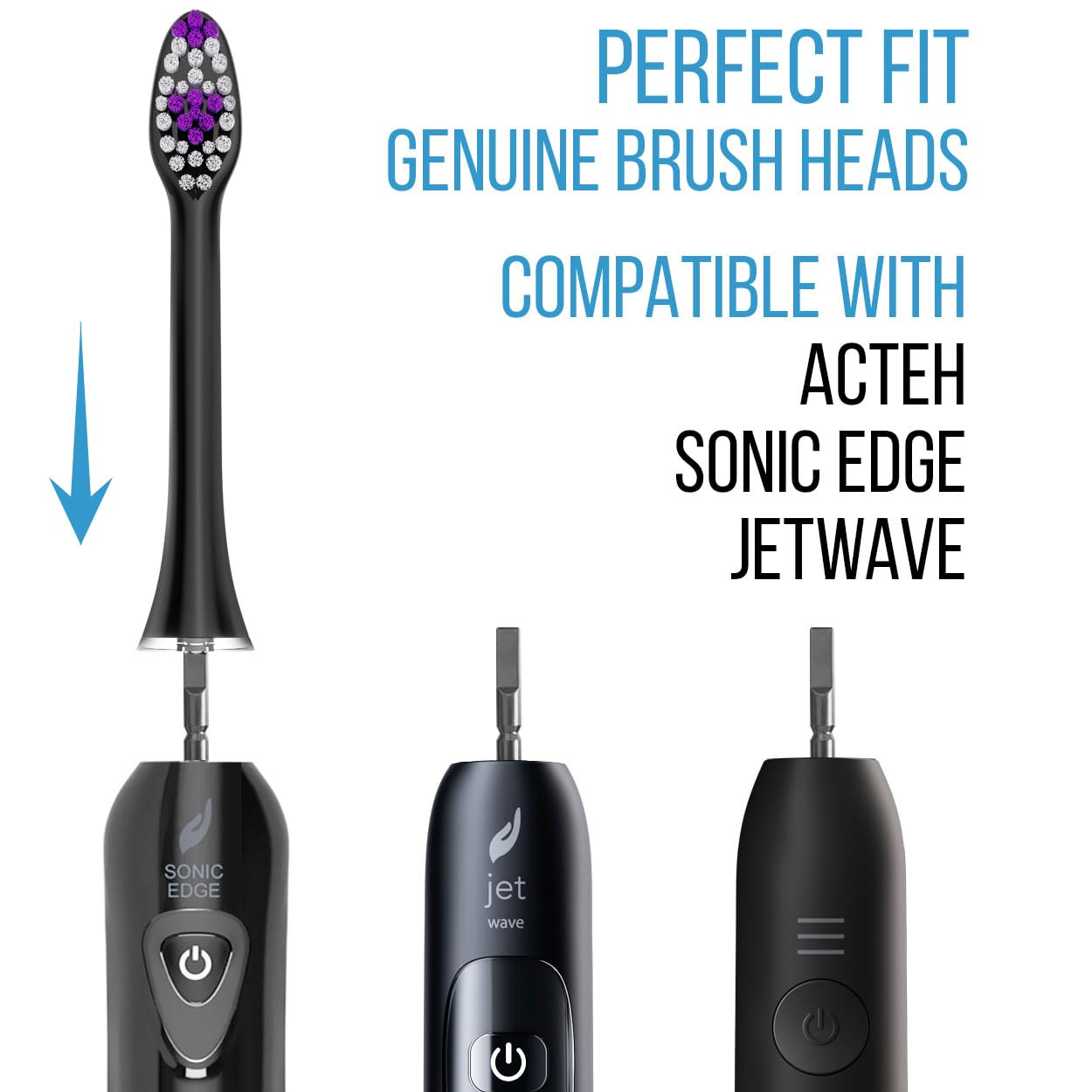 Acteh Sonic Edge JetWave Toothbrush Replacement Heads - 12 Pack | Premium Original Genuine | Compatible with Acteh Sonic Edge & JetWave Brushes