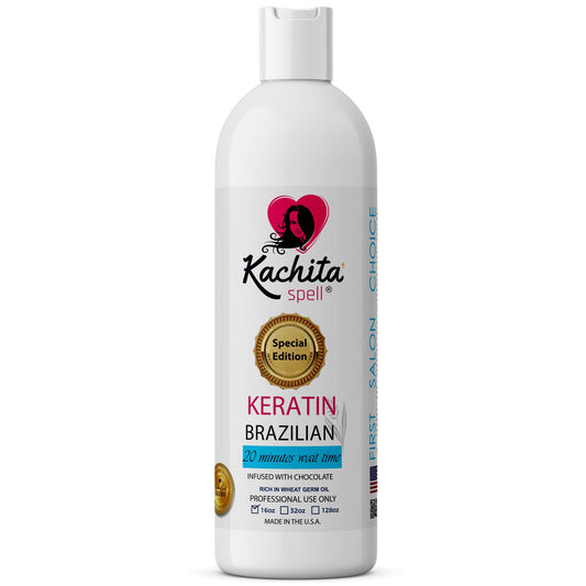 Kachita Spell New Brazilian Keratin Hair Treatment Chocolate LONG Lasting Keratin Treatment with Argan Oil Straightening Smoothing Professional Results All Hair Types Made in USA 16 floz