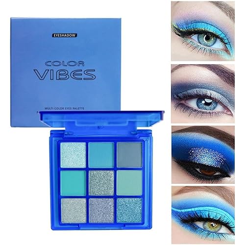 4 Pack/Set Eyeshadow Palette Set - Black, Blue, Green, Purple Themes, High Pigmented Blendable Matte & Glitter Shimmer Finishes, 24-Hour Long Wear Eye Makeup for Christmas Party & Music Festival
