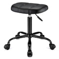 Height Adjustable Rolling Stool with Wheels - Square PU Leather Salon Chair, 19.6-25.5 in