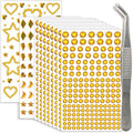 NIACONN 1760 Pcs Gold Yellow Hair Jewels Face Gems Stick on, Self Adhesive Glitter Rhinestones Stickers for Women Body Eyes Nails Festival Halloween Makeup & Crafts