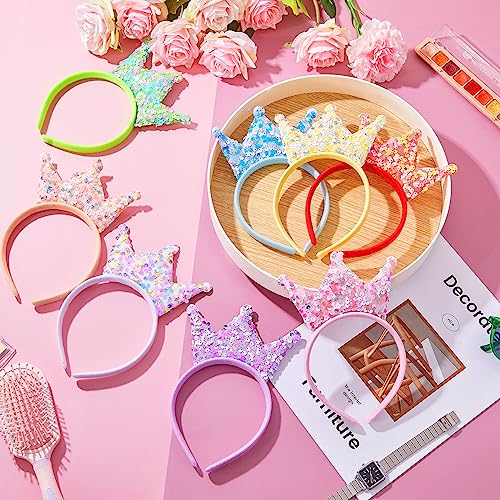 Princess Crown Headbands Set - Glitter Party Favors for Girls, 24 Pack